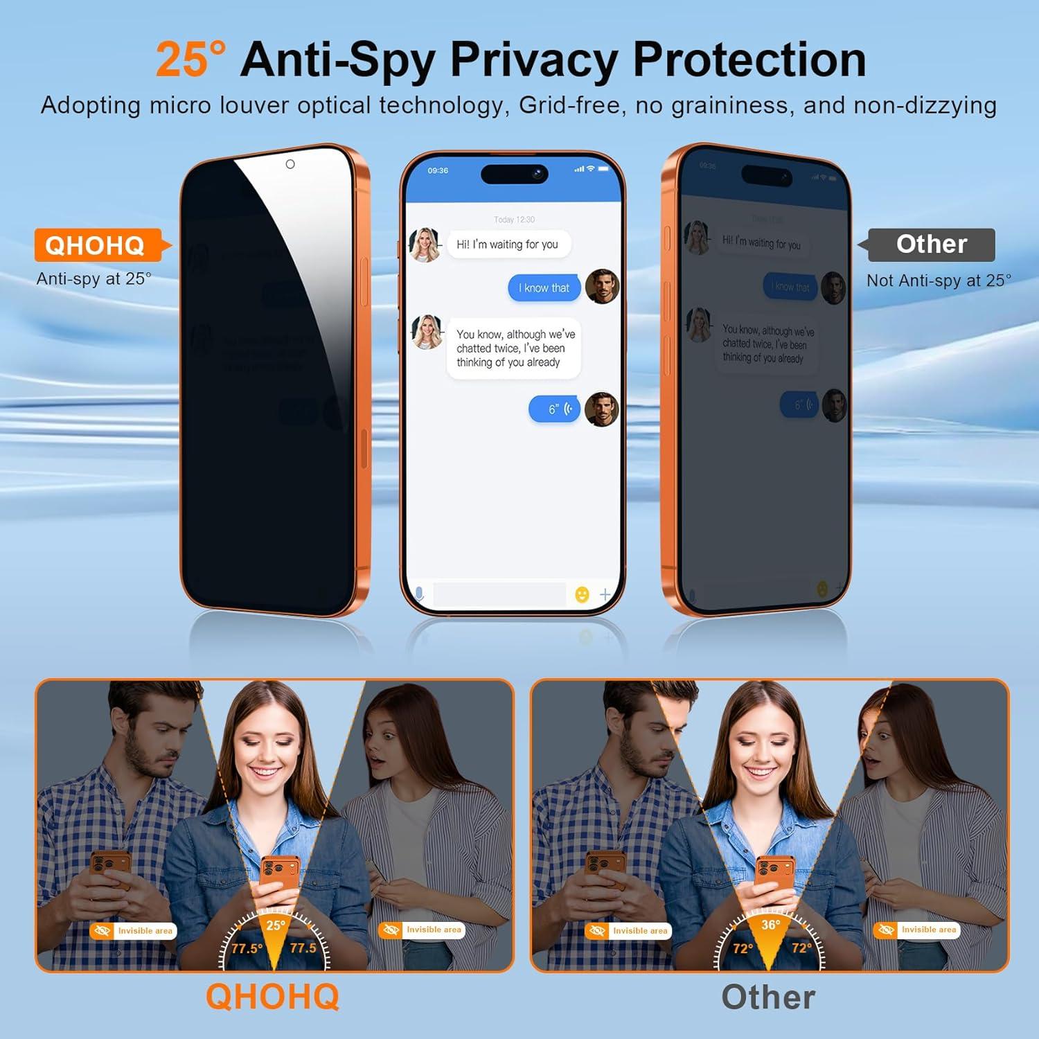 Protector de Pantalla Privada QHOHQ para iPhone 17 Pro Max 6.9"