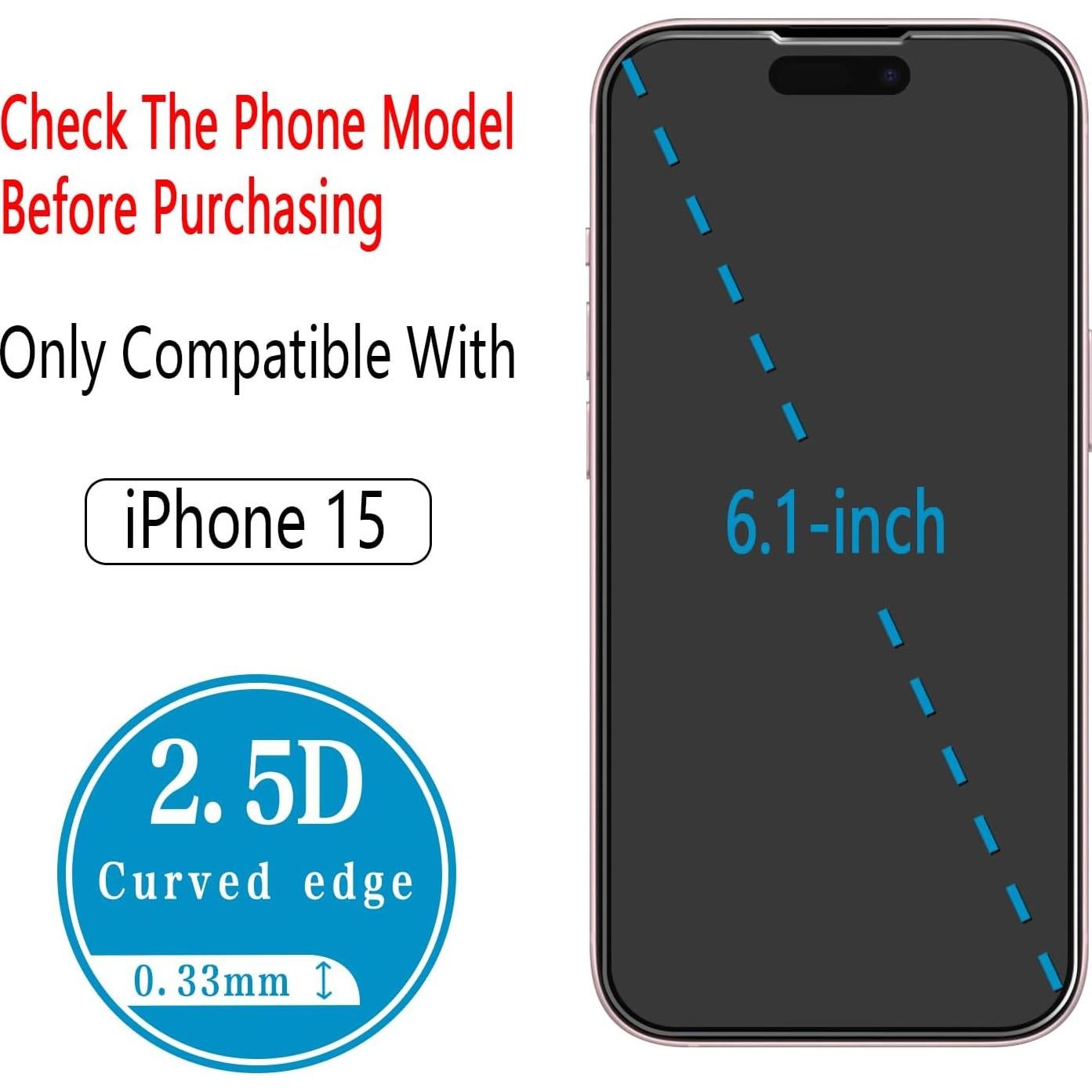 Protector de Pantalla Vidrio Templado Bencuku para iPhone 15 6.1"