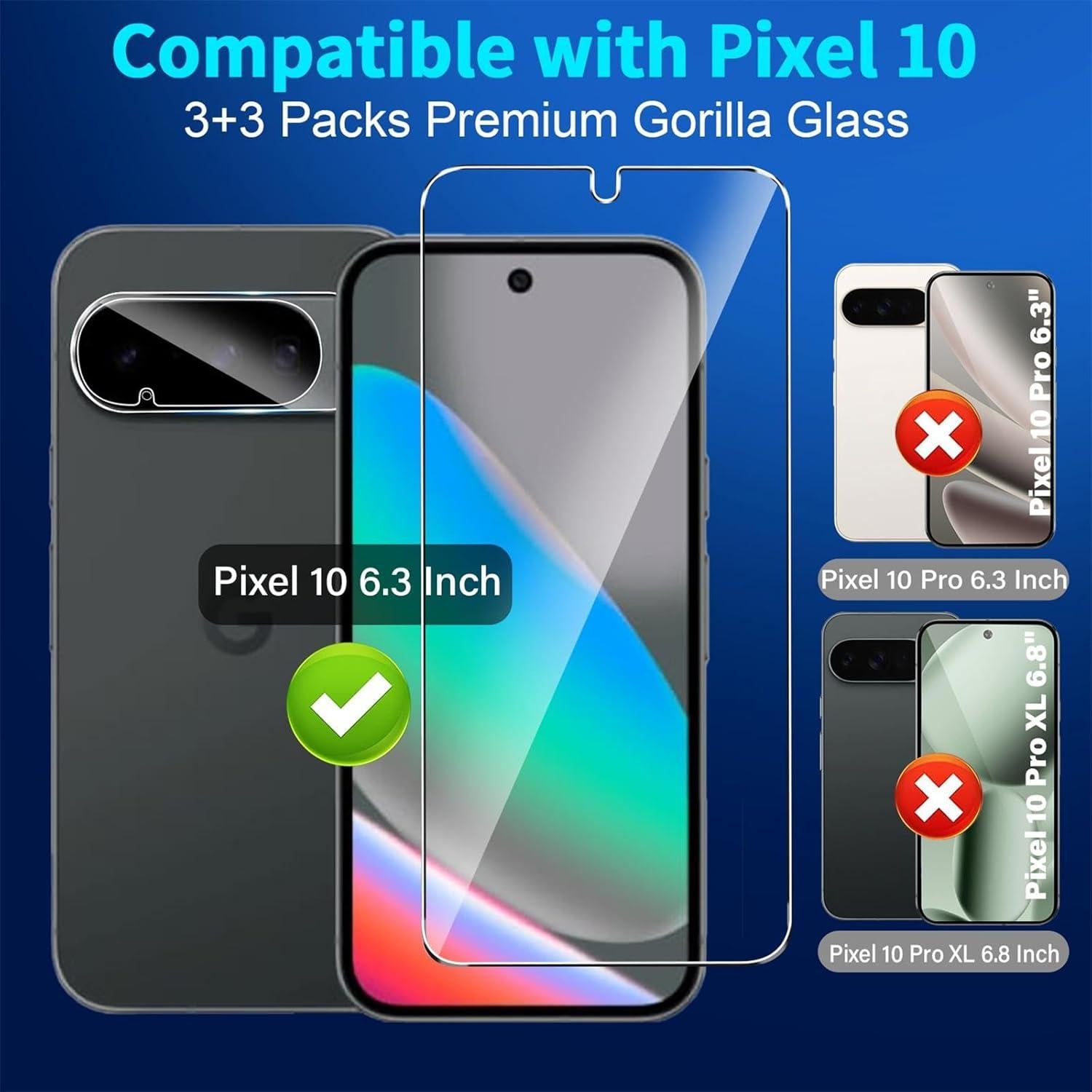 Paquete de 3 Protectores de Pantalla y Lente para Google Pixel 10