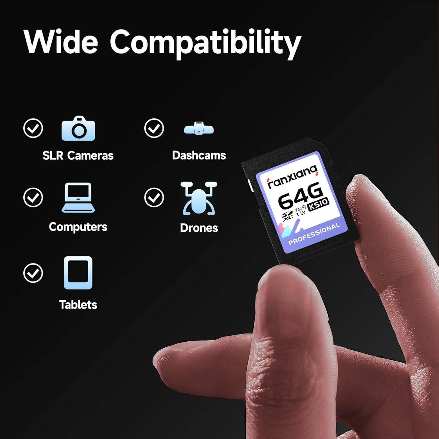 Tarjeta de Memoria SDXC 64GB Fanxiang UHS-I C10 U3 V30 4K