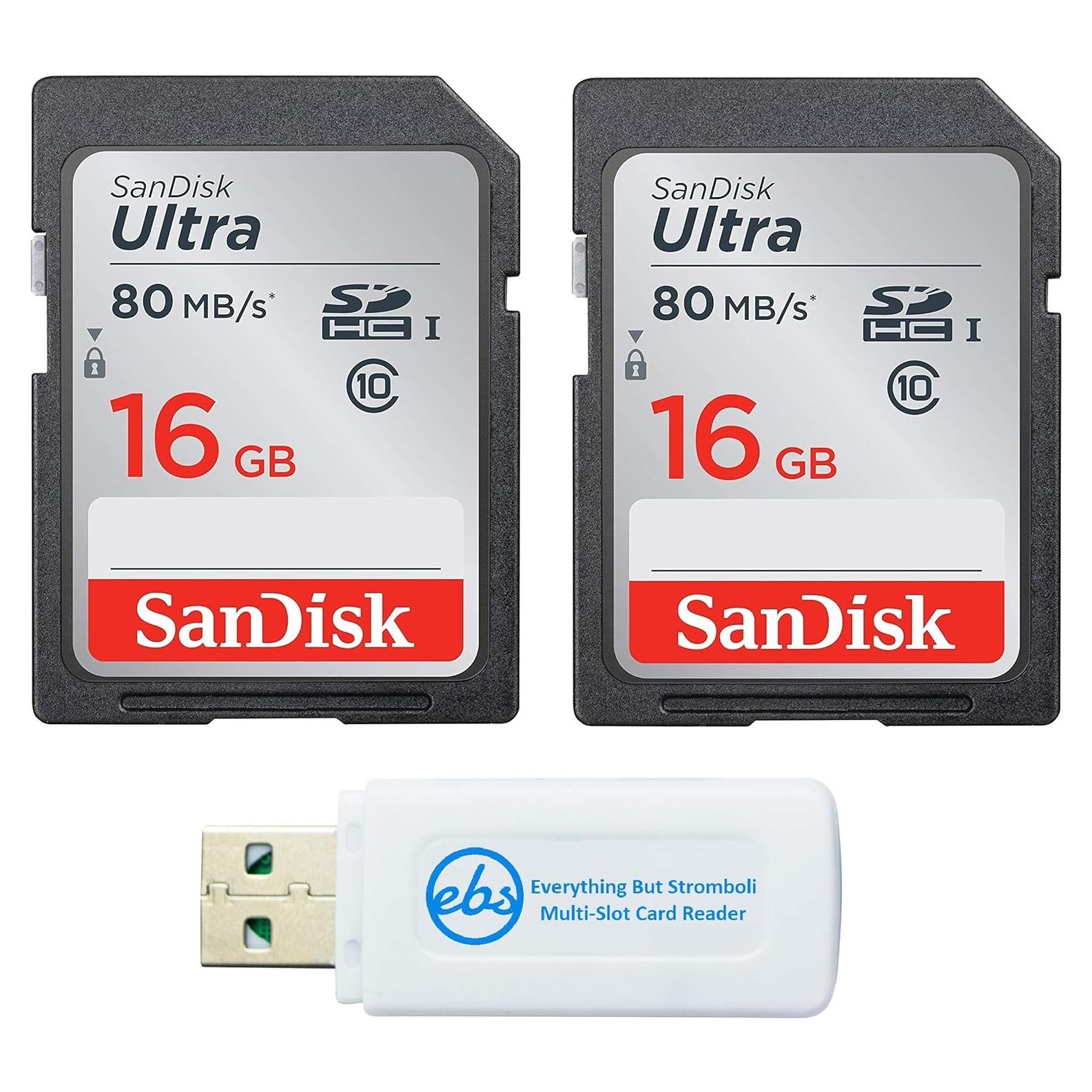 Paquete de 2 Tarjetas de Memoria SanDisk Ultra 16GB UHS-I