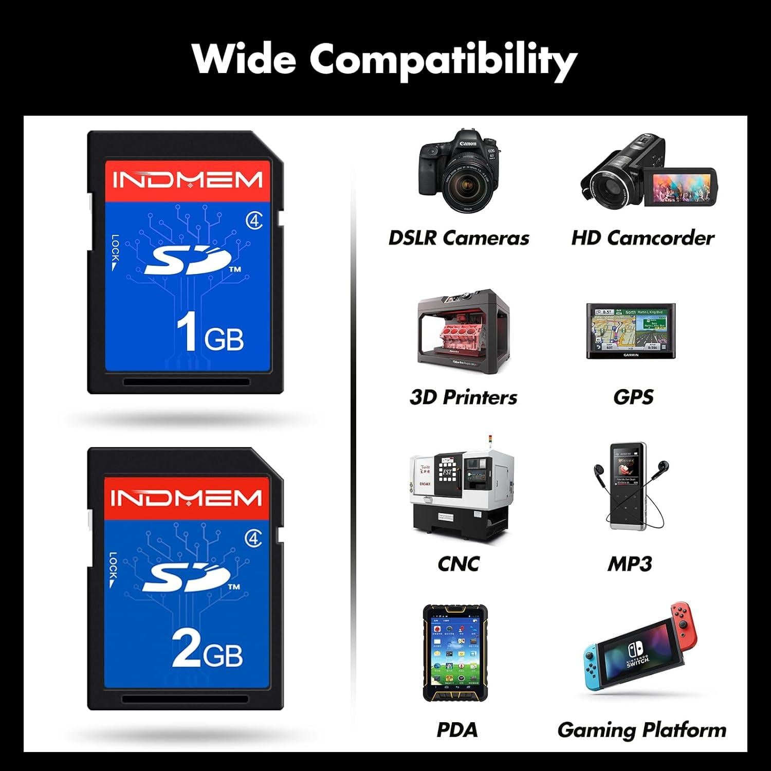 Tarjeta SD 1GB + 2GB INDMEM Clase 4 Memoria Flash