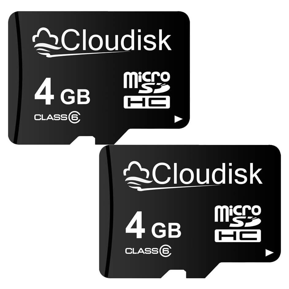 Paquete de 2 Tarjetas Micro SD 4GB Cloudisk C6 con Adaptador