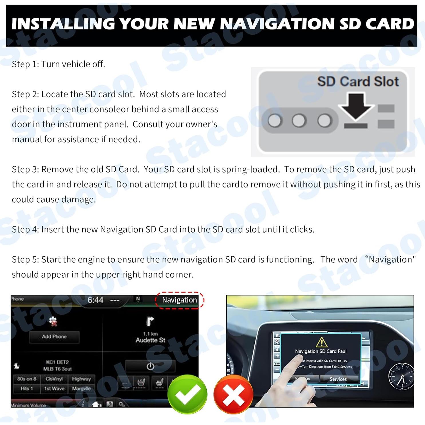 Tarjeta SD de Navegación GPS A15 Stacool para Ford y Lincoln