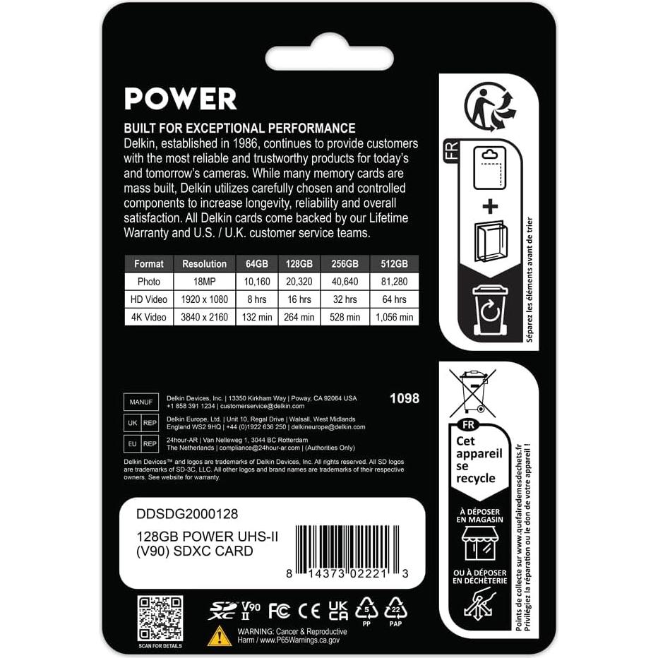 Tarjeta de Memoria Delkin Devices 128GB SDXC UHS-II 300MB/s