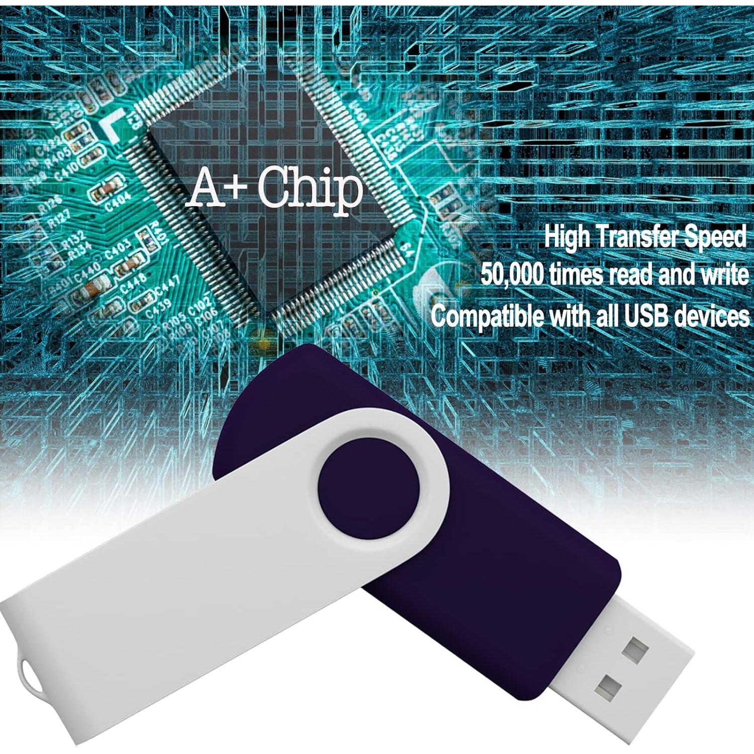 Unidad Flash USB 4GB JBOS Giratorio - Paquete de 10 Colores Mixtos