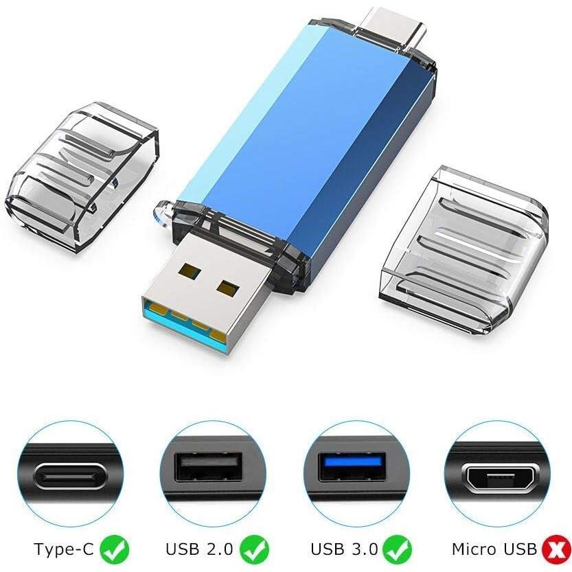 Unidad Flash USB C 128GB KOOTION Doble USB 3.0 Azul
