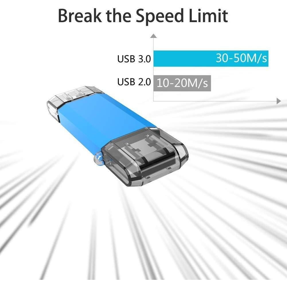 Unidad Flash USB C 128GB KOOTION Doble USB 3.0 Azul