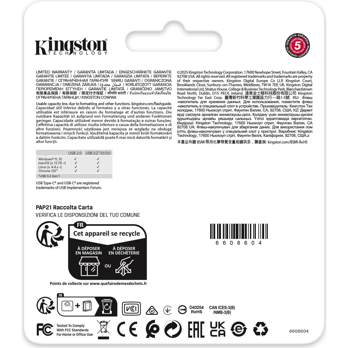 Unidad Flash Kingston DataTraveler DuoG2 256GB USB-A y USB-C