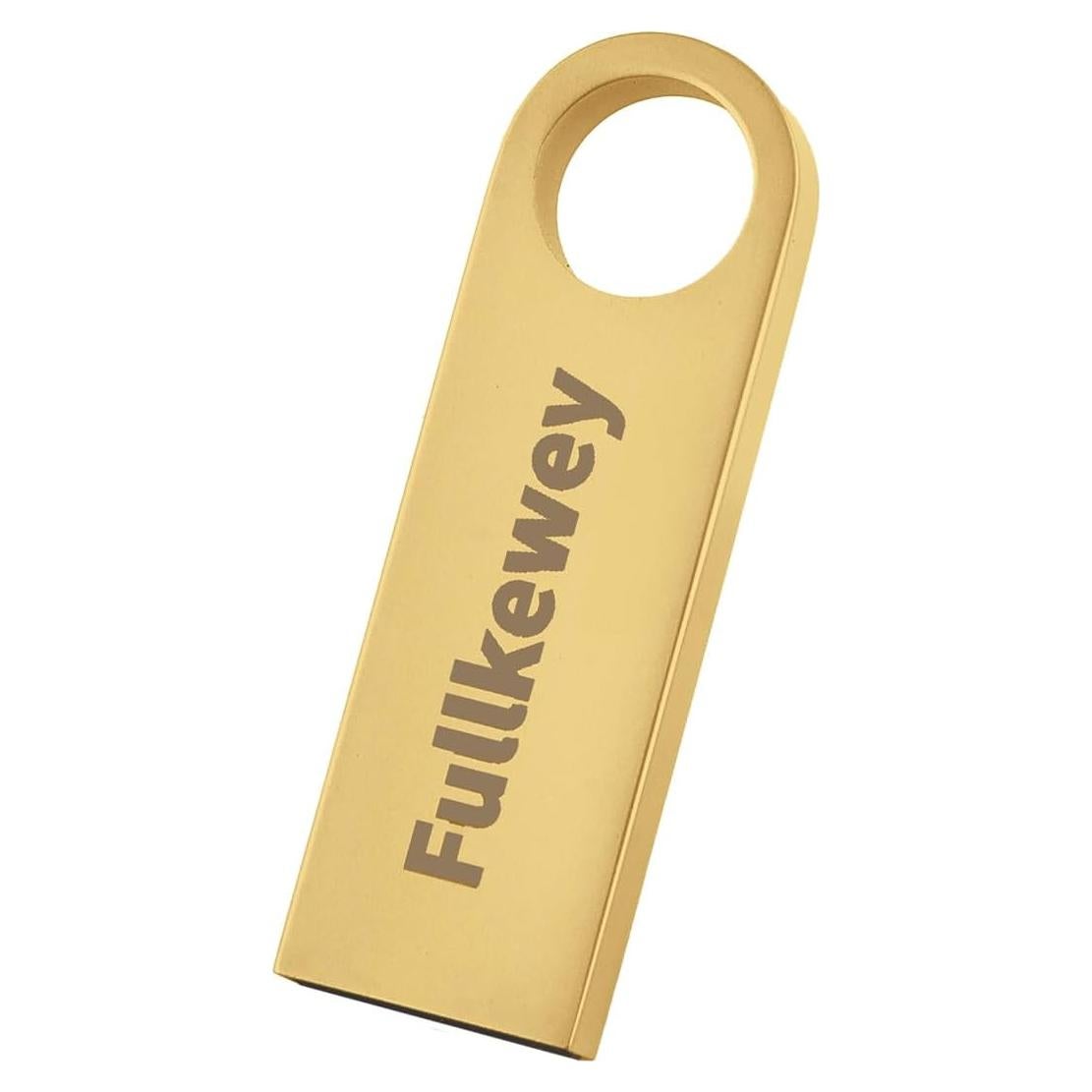 16G/32G/64G/128G Flash Drive, Fullkewey Sleek Metal USB 2.0, Metal Waterproof Compact Pen Drive,Thumb Drive, High Speed Memory Stick for PC Laptop Computer (Gold, 16, GB)