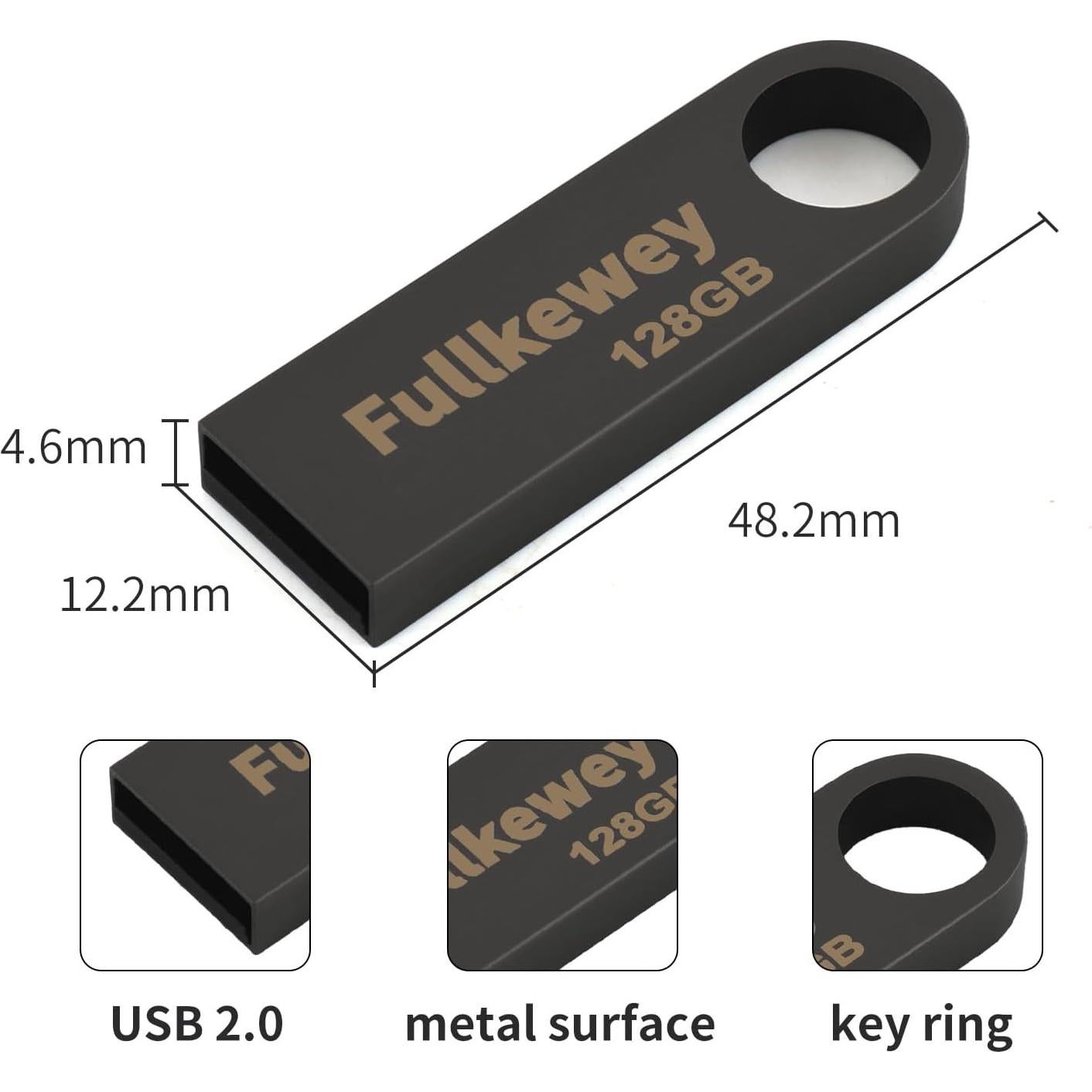 16G/32G/64G/128G Flash Drive, Fullkewey Sleek Metal USB 2.0, Metal Waterproof Compact Pen Drive,Thumb Drive, High Speed Memory Stick for PC Laptop Computer (Gold, 16, GB)