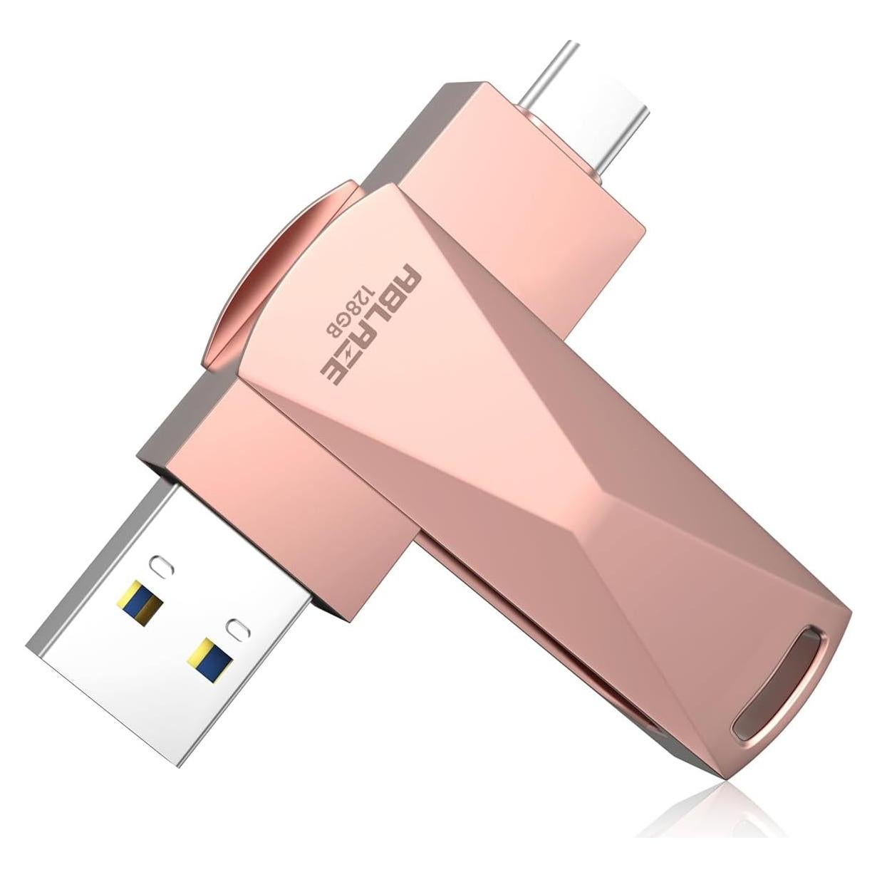 Unidad Flash ABLAZE 128GB USB C Doble Interfaz Oro Rosa