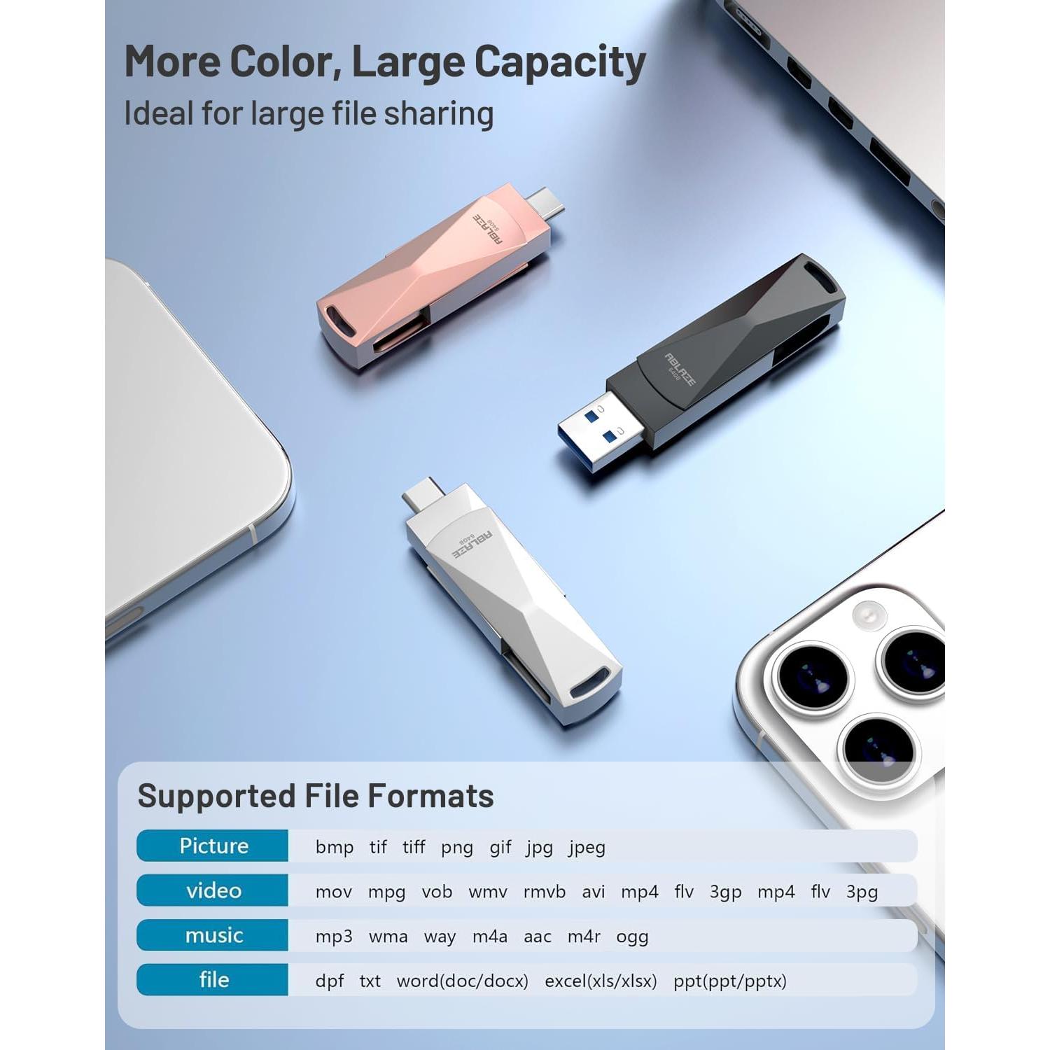 Unidad Flash ABLAZE 128GB USB C Doble Interfaz Oro Rosa