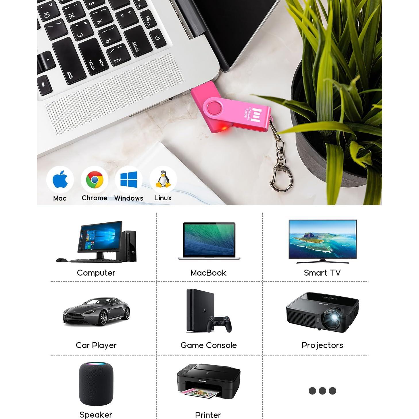 Unidad Flash USB 2.0 MOSDART 128GB Rosa Brillante con LED