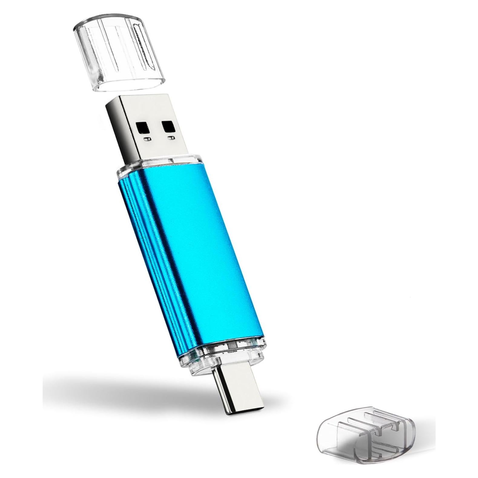 Unidad Flash USB Doble 256GB Maspen USB-C y USB 3.0 Azul