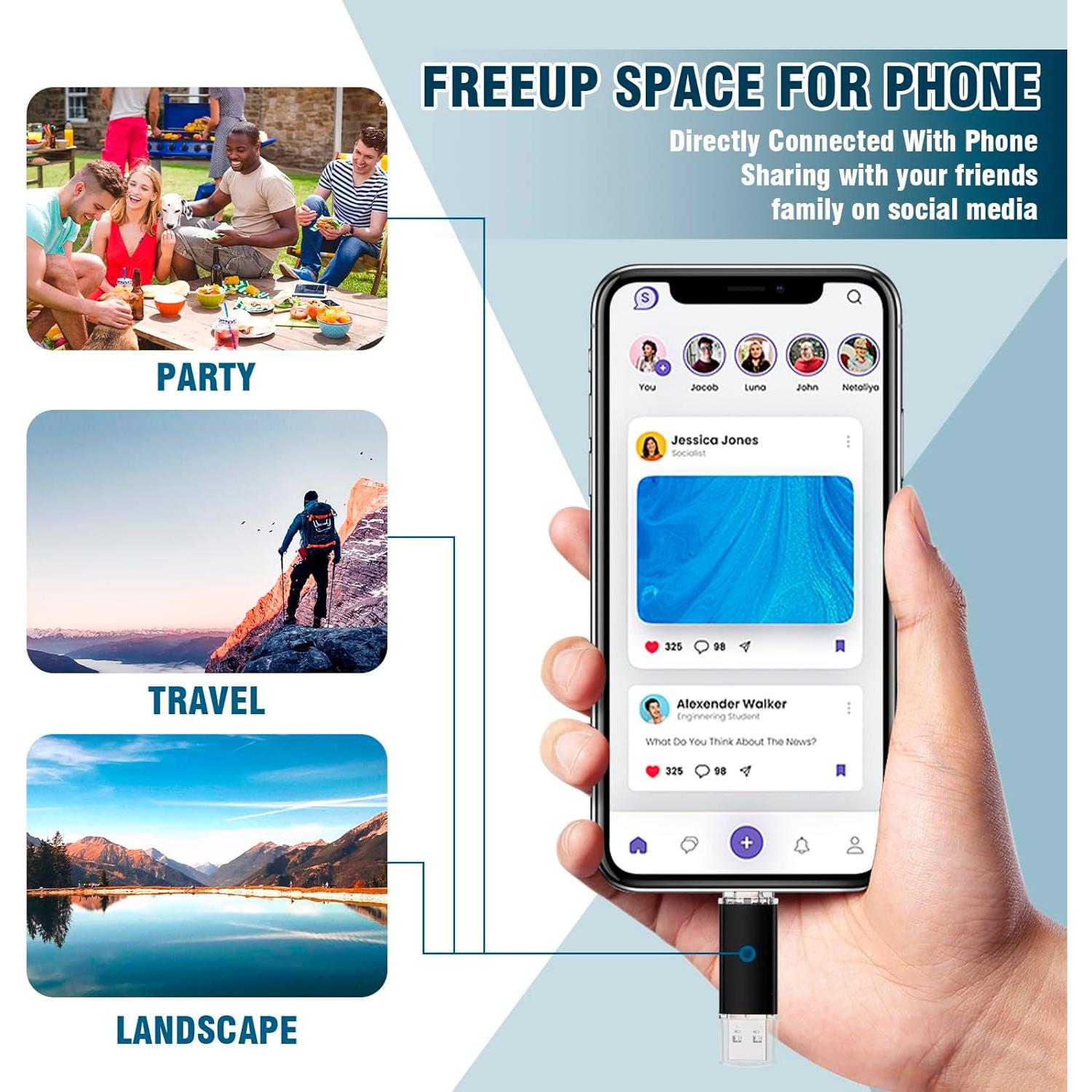 Unidad Flash USB Doble 256GB Maspen USB-C y USB 3.0 Azul