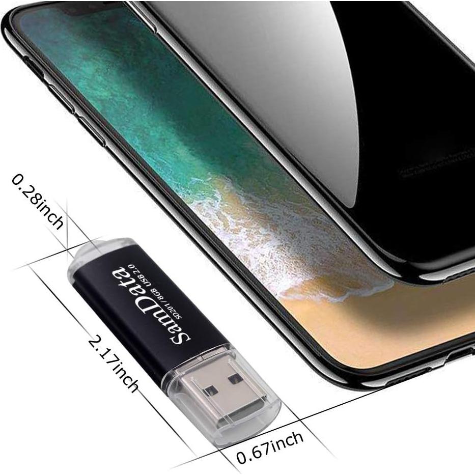 Unidad Flash USB 8GB SamData 2.0 con LED - Negro