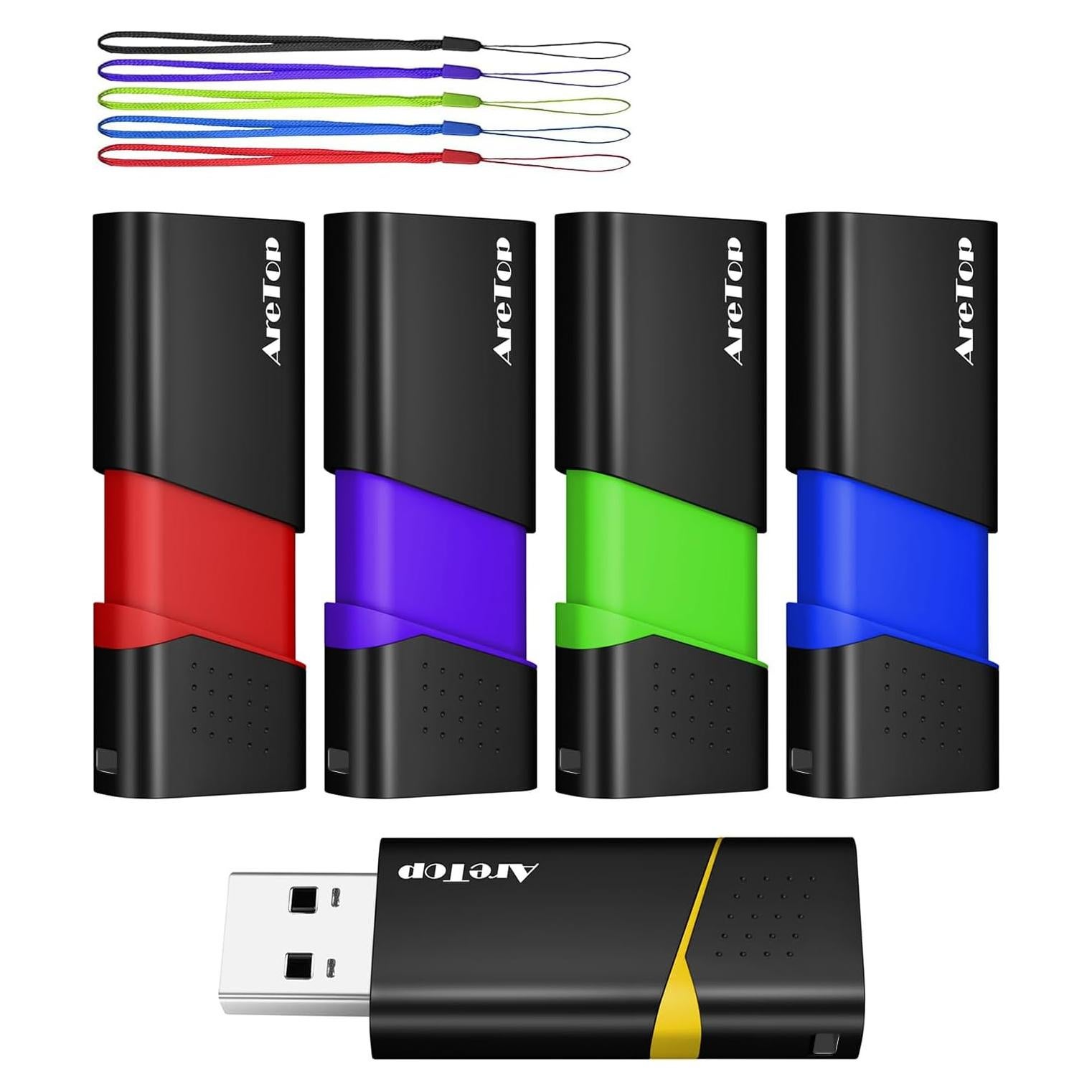 AreTop 8GB USB Flash Drive Retráctil - Paquete de 5 Colores