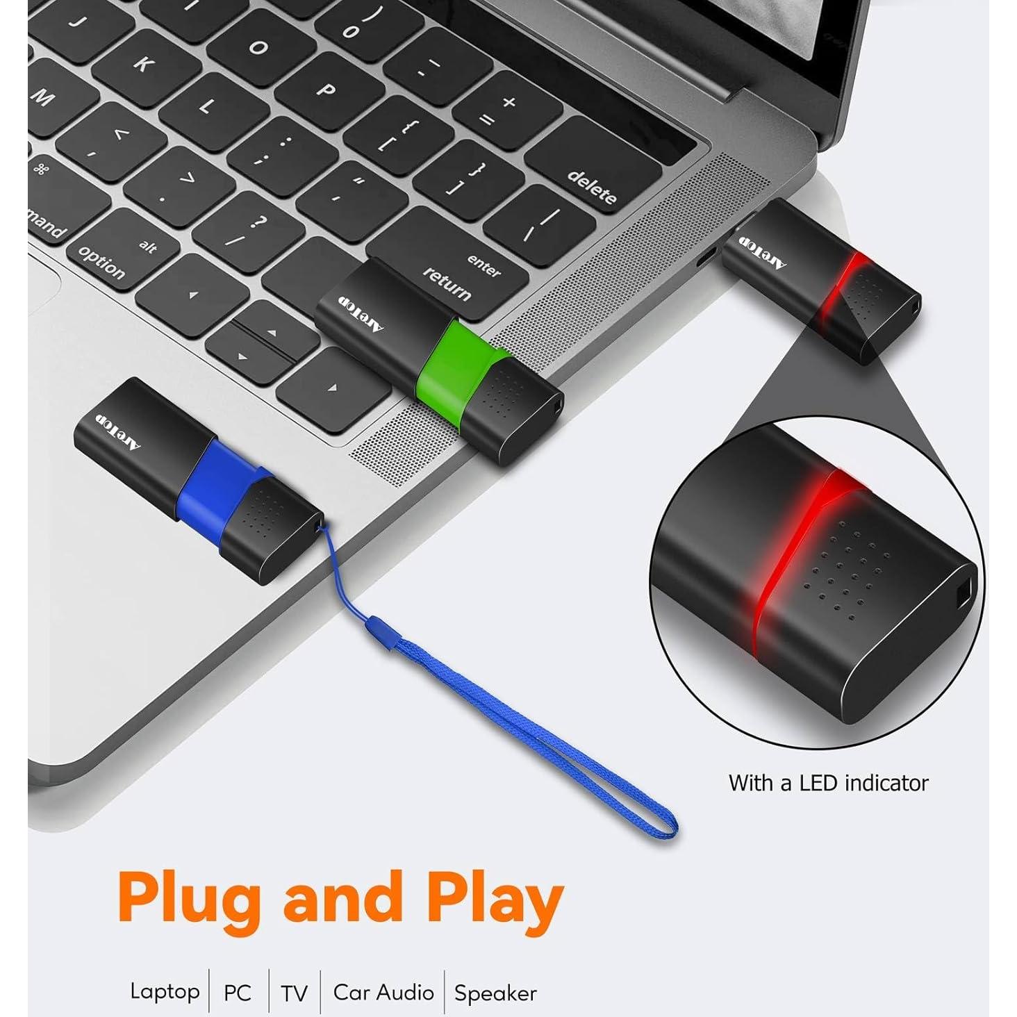 AreTop 8GB USB Flash Drive Retráctil - Paquete de 5 Colores