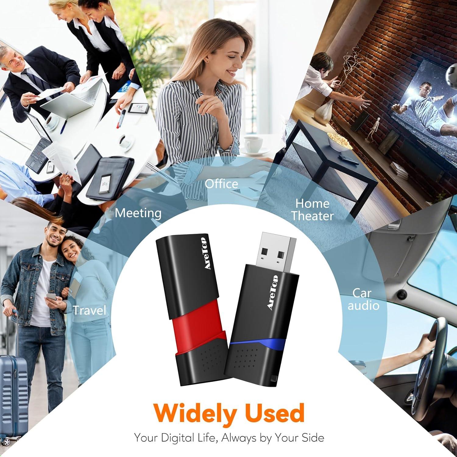 AreTop 8GB USB Flash Drive Retráctil - Paquete de 5 Colores