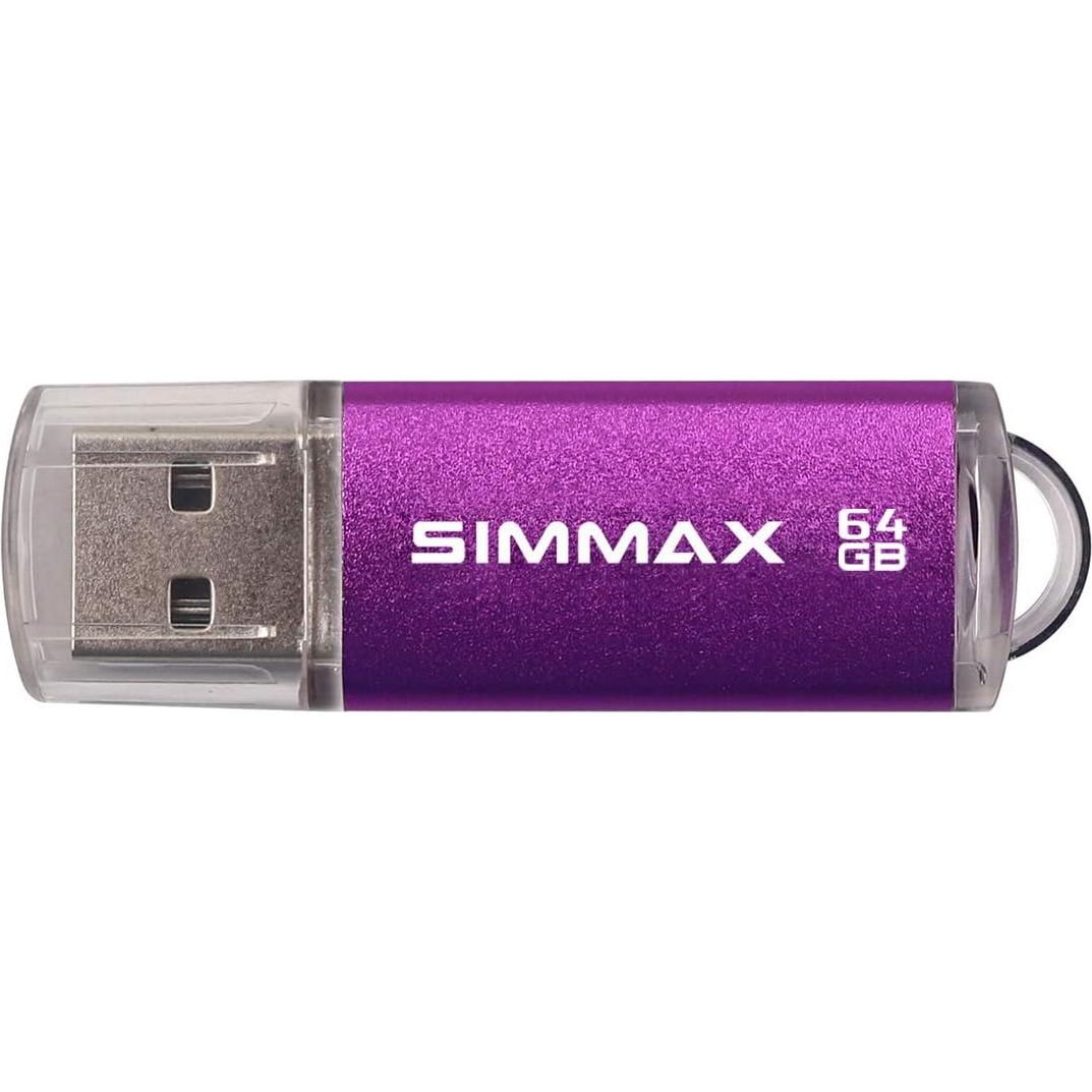 Paquete de 2 Unidades Flash 64GB USB 2.0 SIMMAX Rojo Púrpura