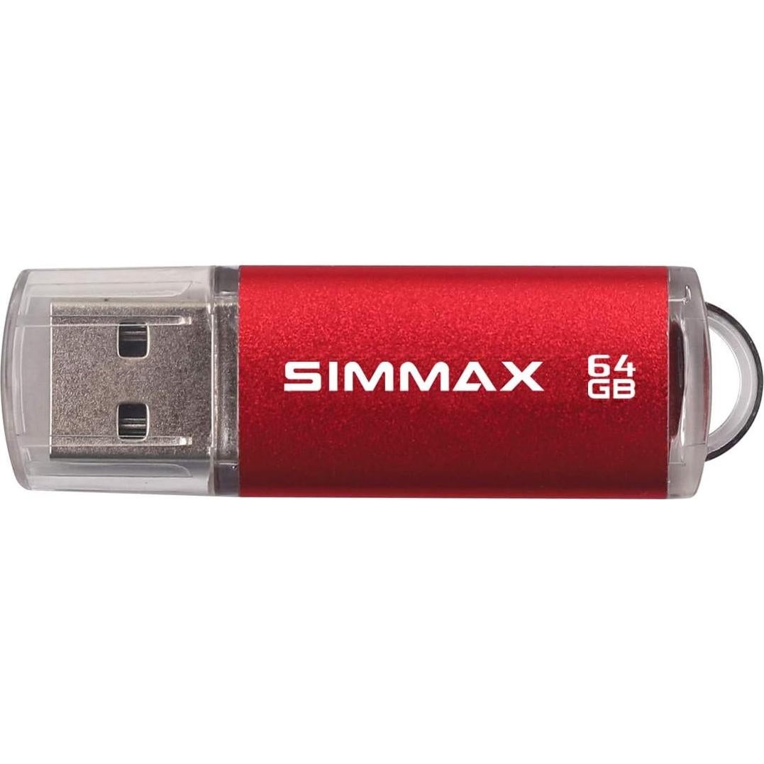 Paquete de 2 Unidades Flash 64GB USB 2.0 SIMMAX Rojo Púrpura