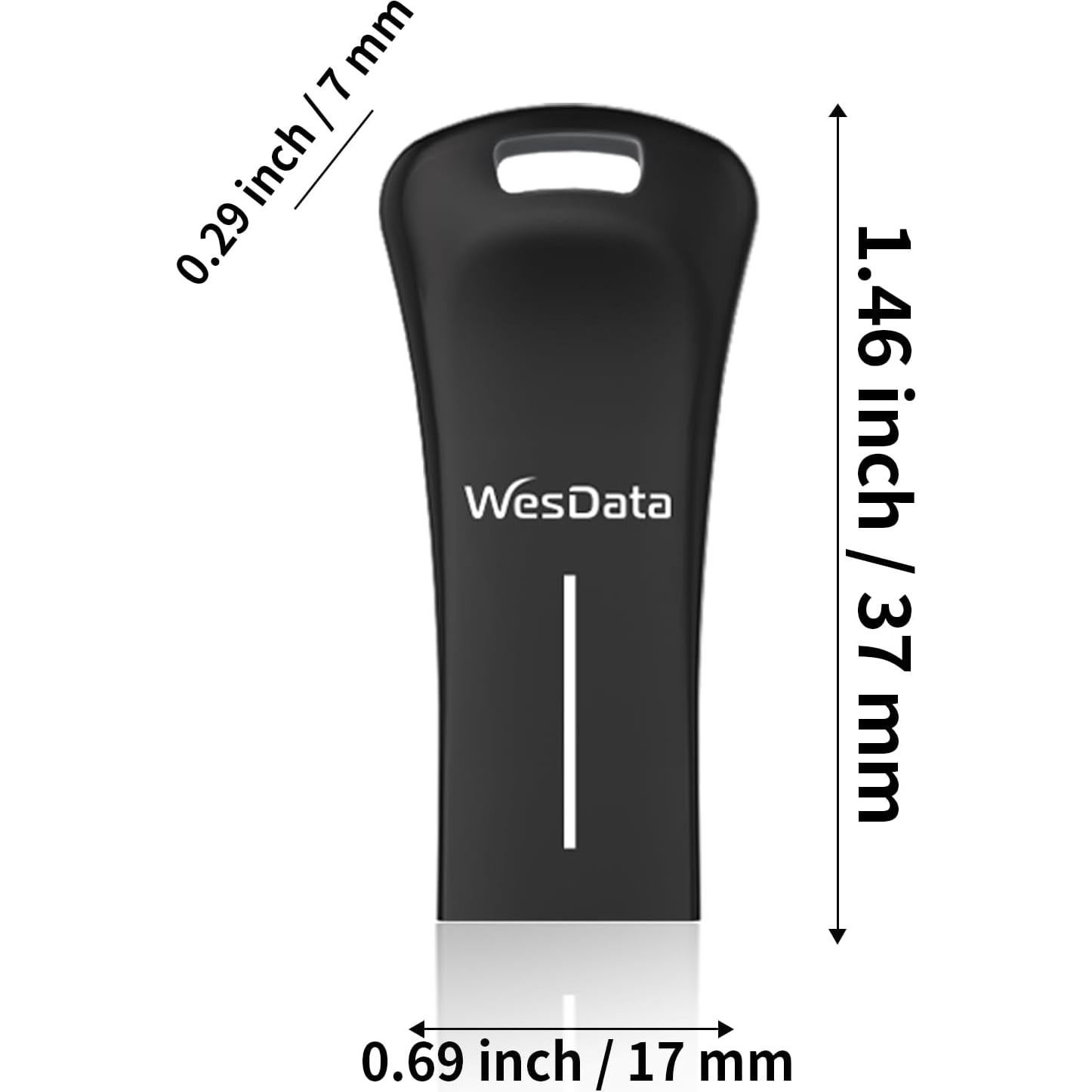 Paquete 2 Unidades Flash USB 64GB WesData con Adaptador USB-C