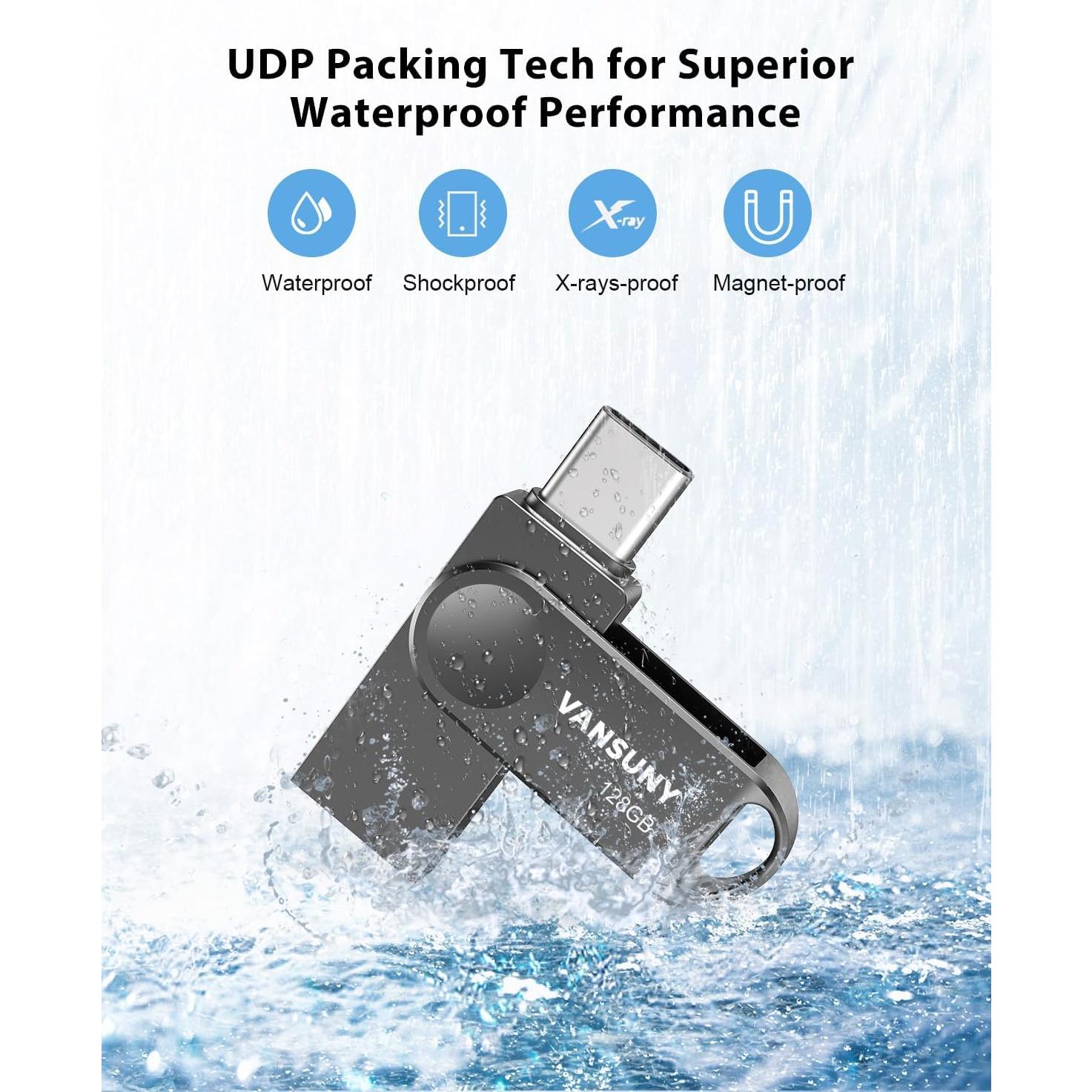 Unidad Flash Dual USB C 128GB Vansuny OTG Metálica