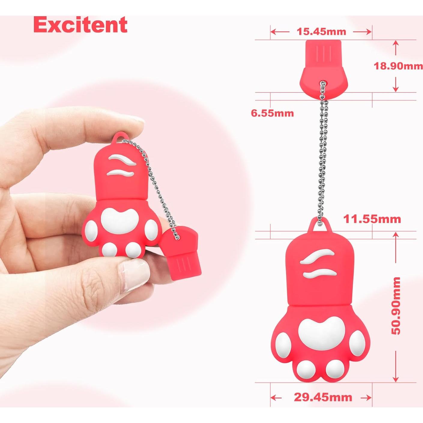 Unidad Flash USB 64GB Excitent Patita de Gato Rosa