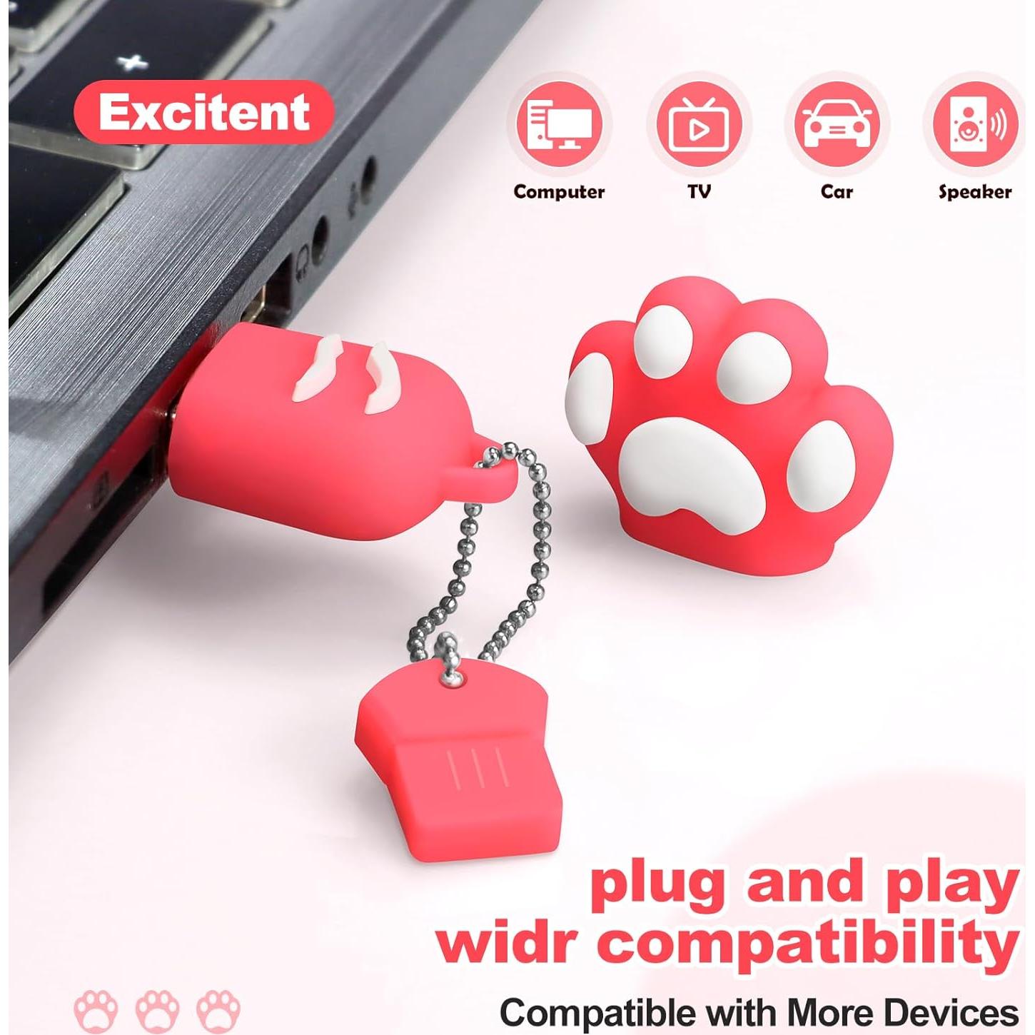 Unidad Flash USB 64GB Excitent Patita de Gato Rosa