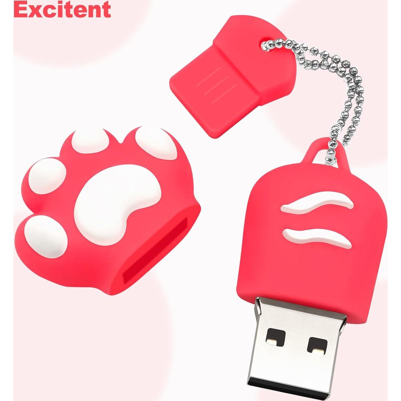Unidad Flash USB 64GB Excitent Patita de Gato Rosa