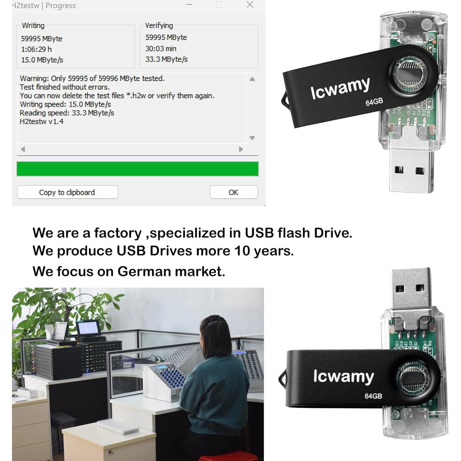 64GB Unidad Flash USB 2 Paquete TTUSB101 Velocidad 27MB/s