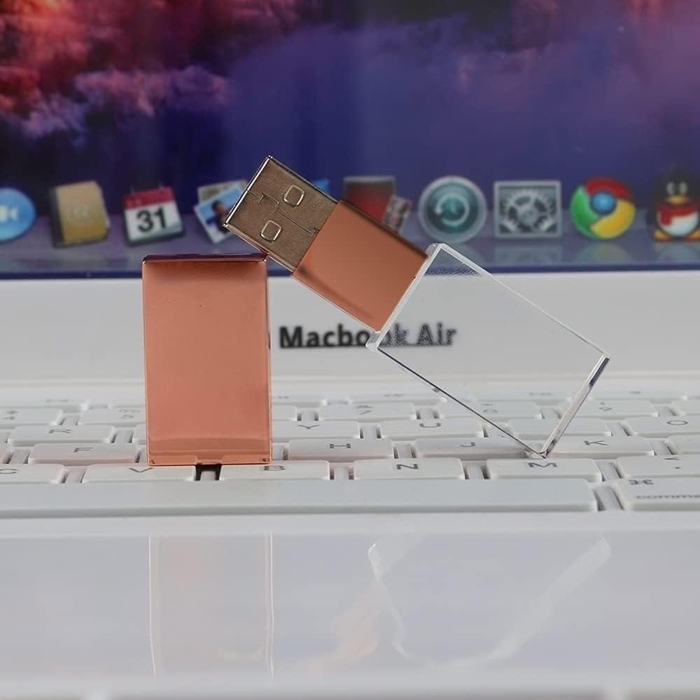 Unidad Flash USB 2.0 SXBan 32GB Cristal Rosa Dorado con LED