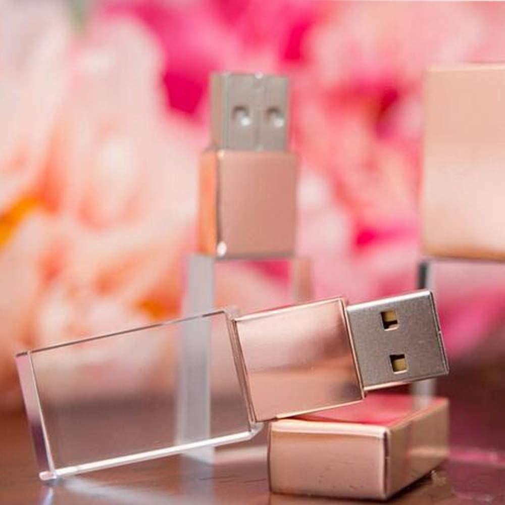 Unidad Flash USB 2.0 SXBan 32GB Cristal Rosa Dorado con LED