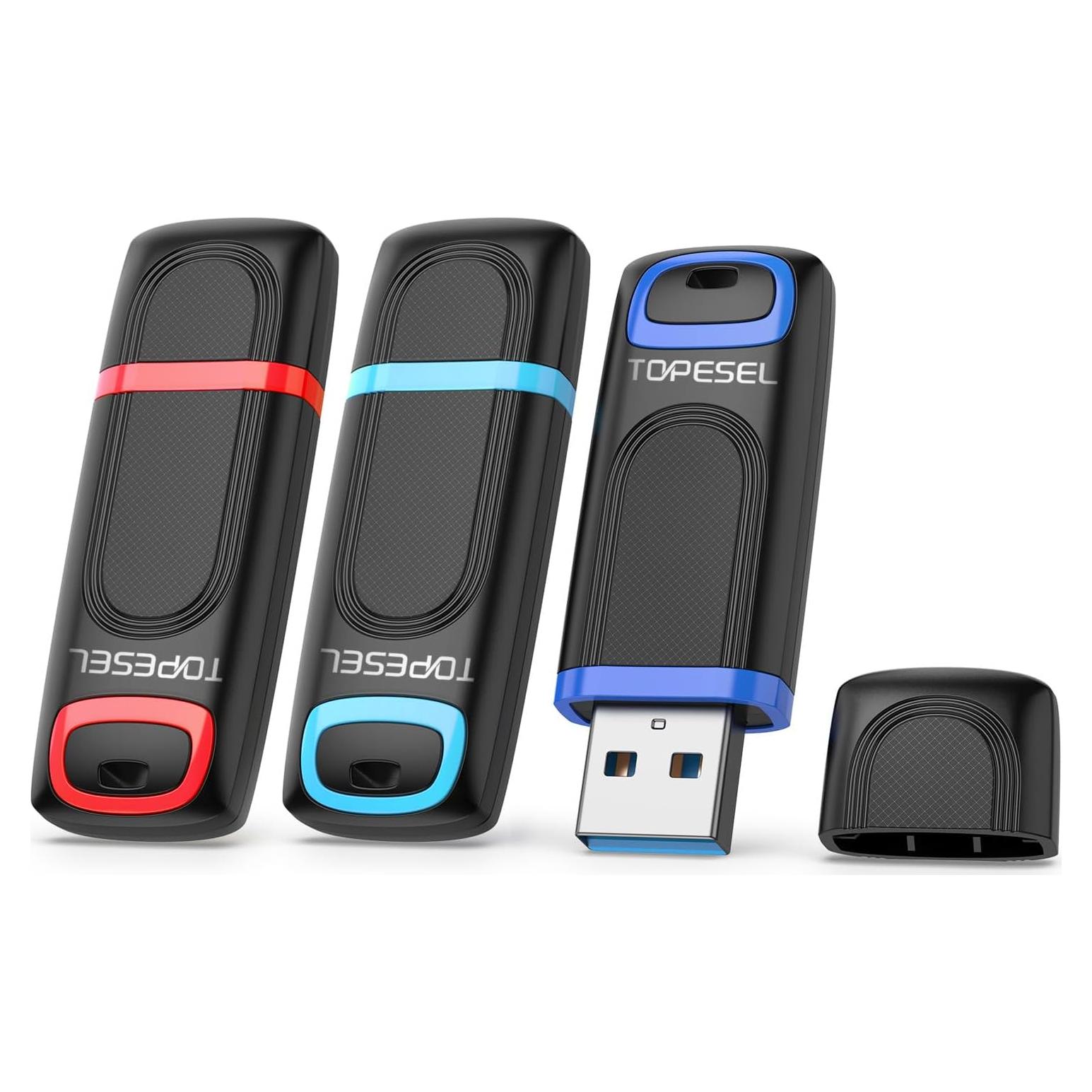 TOPESEL 128GB USB 3.0 Memoria Flash Alta Velocidad 3 Piezas