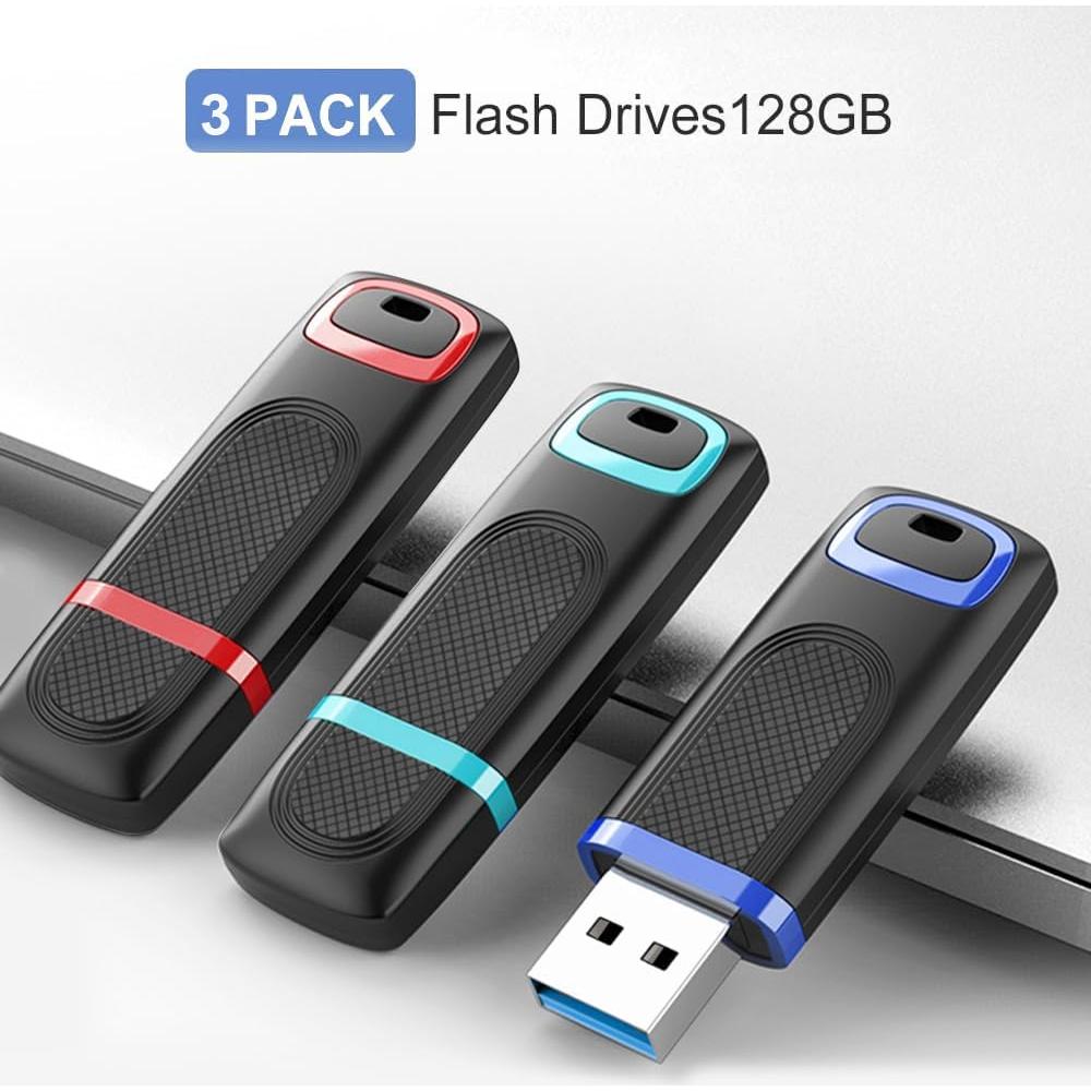 TOPESEL 128GB USB 3.0 Memoria Flash Alta Velocidad 3 Piezas