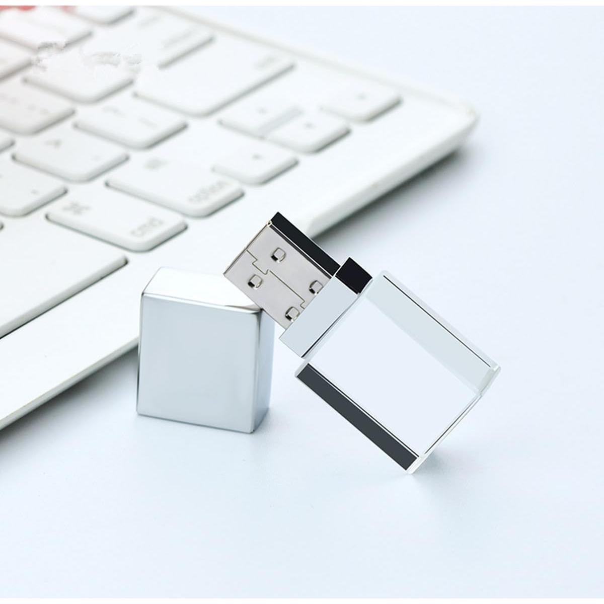 Unidad Flash USB HOPAS Cristal Transparente 8GB Plata