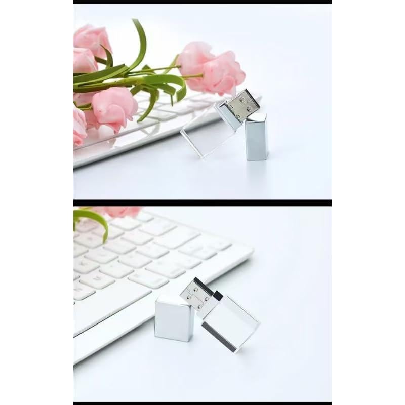 Unidad Flash USB HOPAS Cristal Transparente 8GB Plata