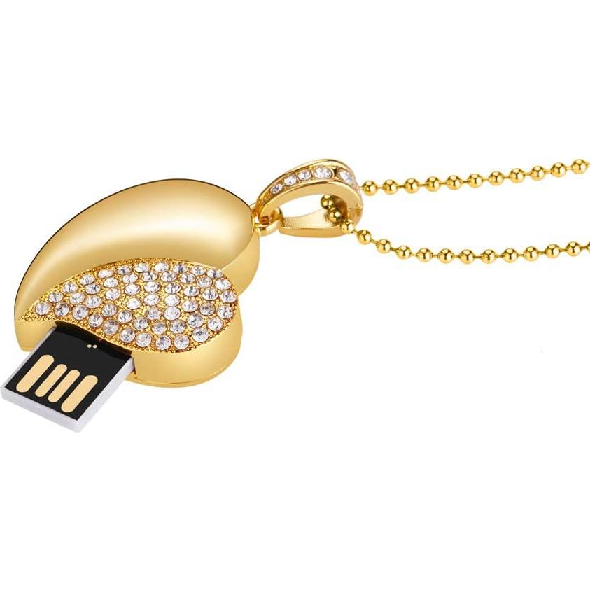 Unidad Flash USB GARRULAX 16GB Corazón Dorado a Prueba de Agua