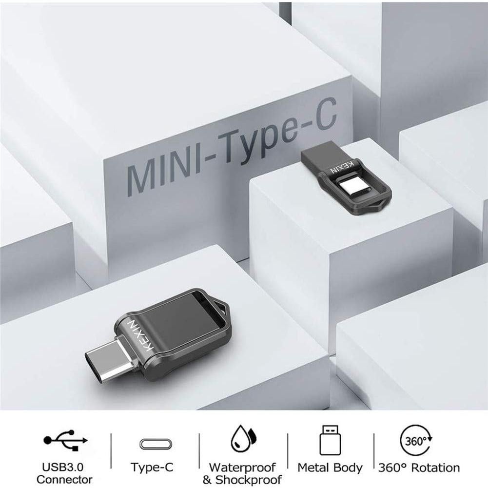 KEXIN USB C 64GB Flash Drive OTG Metal 3.0 Mini Tamaño