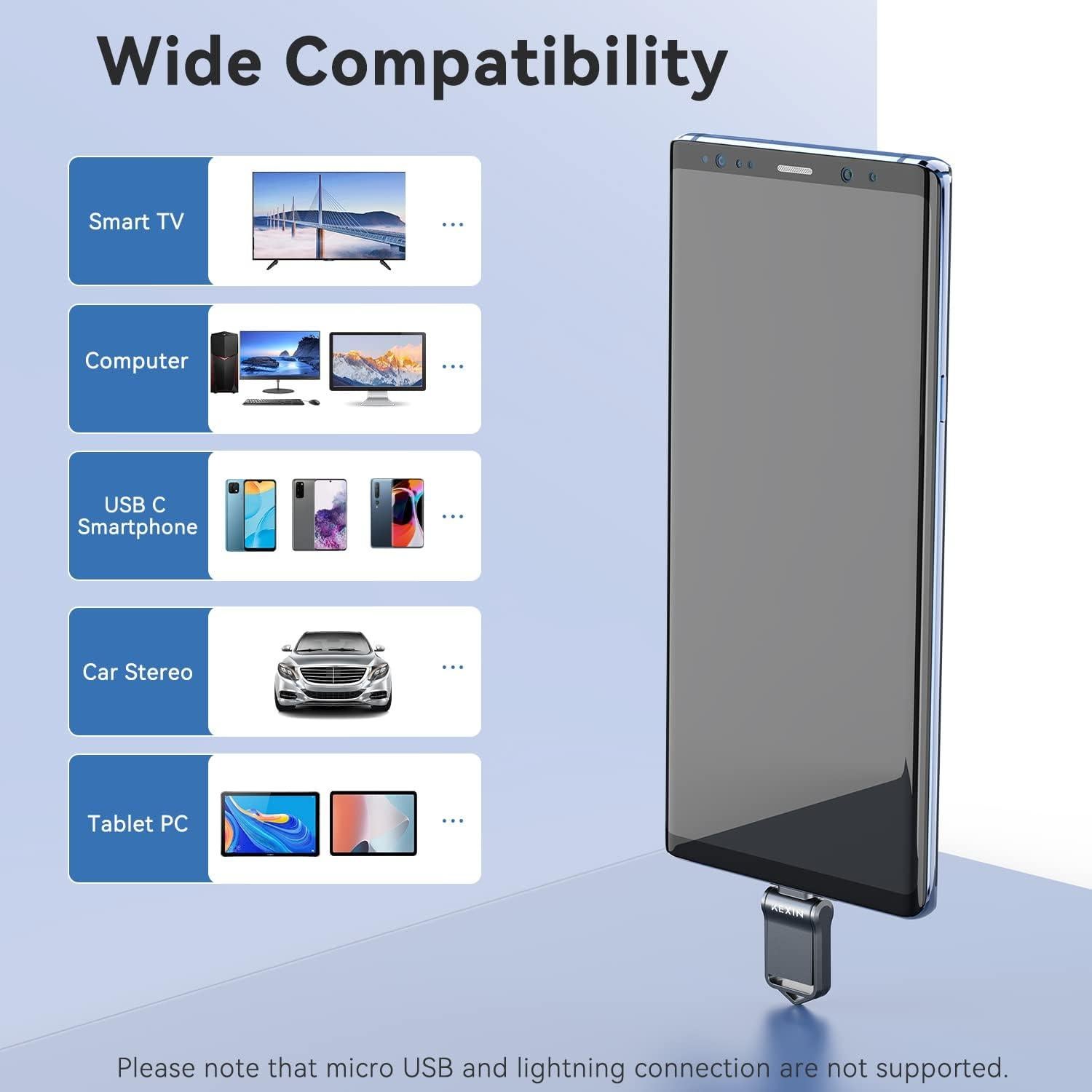 KEXIN USB C 64GB Flash Drive OTG Metal 3.0 Mini Tamaño