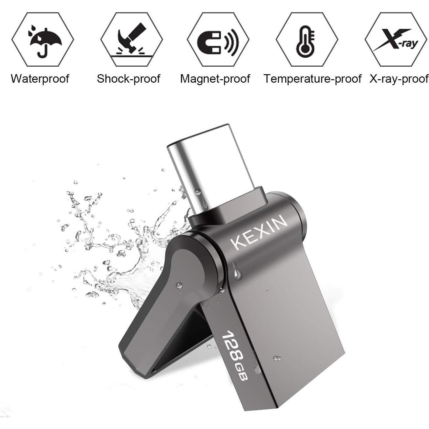 KEXIN USB C 64GB Flash Drive OTG Metal 3.0 Mini Tamaño