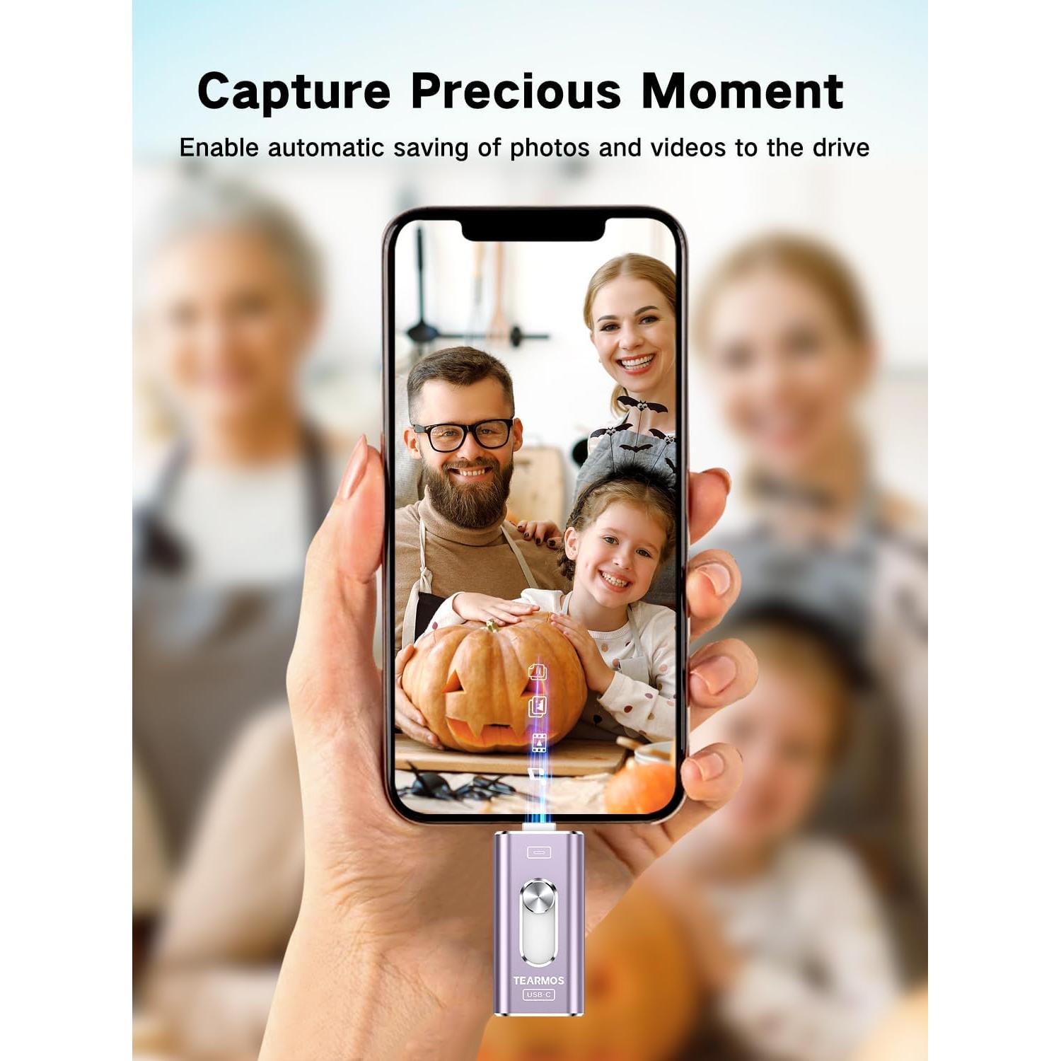 Pen Drive 512GB TEARMOS para iPhone y Android, Conectar y Usar