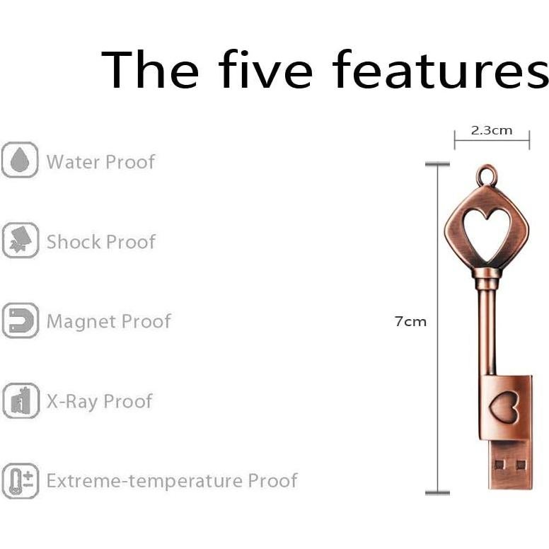 Unidad Flash USB GARRULAX 64GB Llave Corazón Almacenamiento