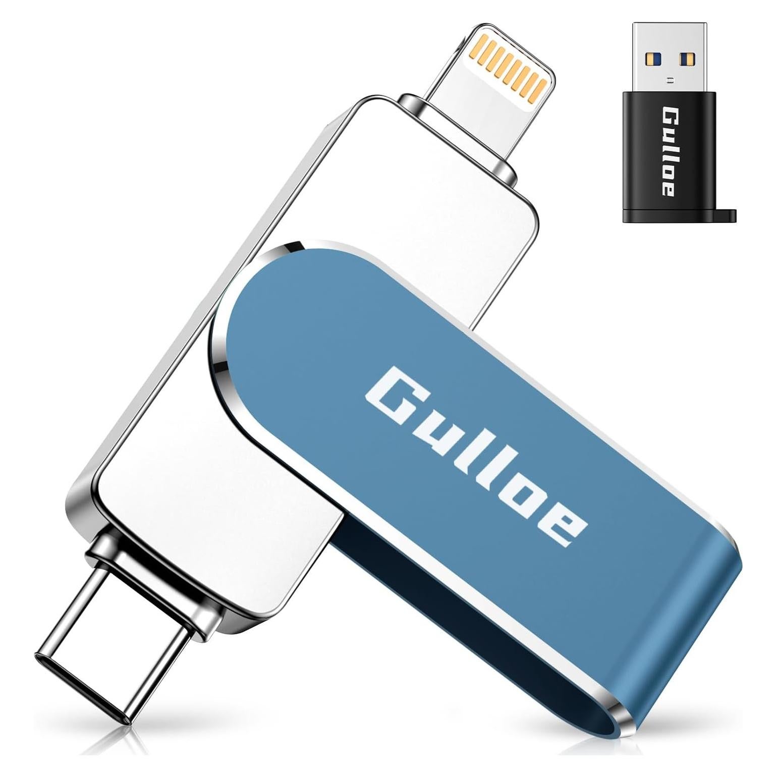 Unidad Flash USB Gulloe 512GB para iPhone y Android - Azul Marino