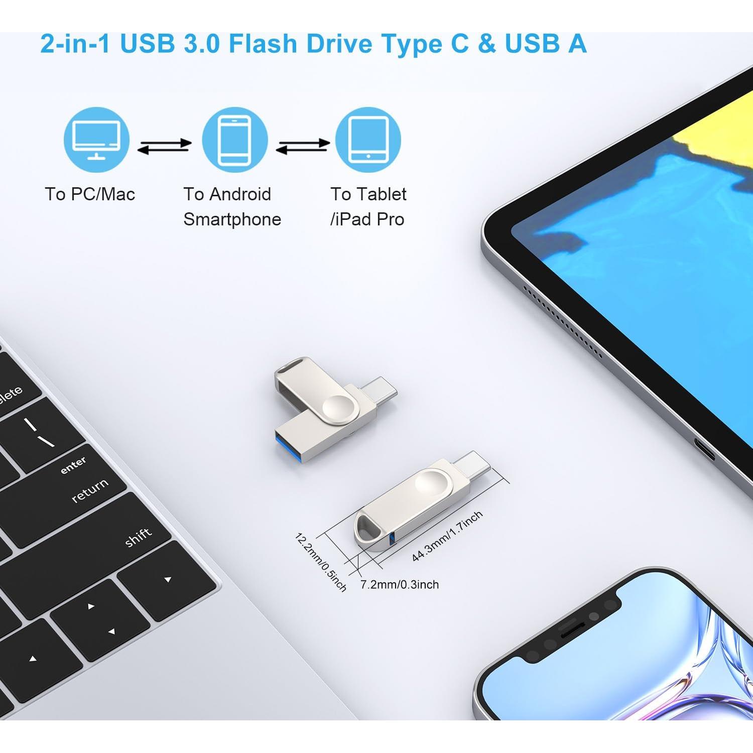 Unidad Flash USB 32GB JUANWE Tipo C y USB A Impermeable