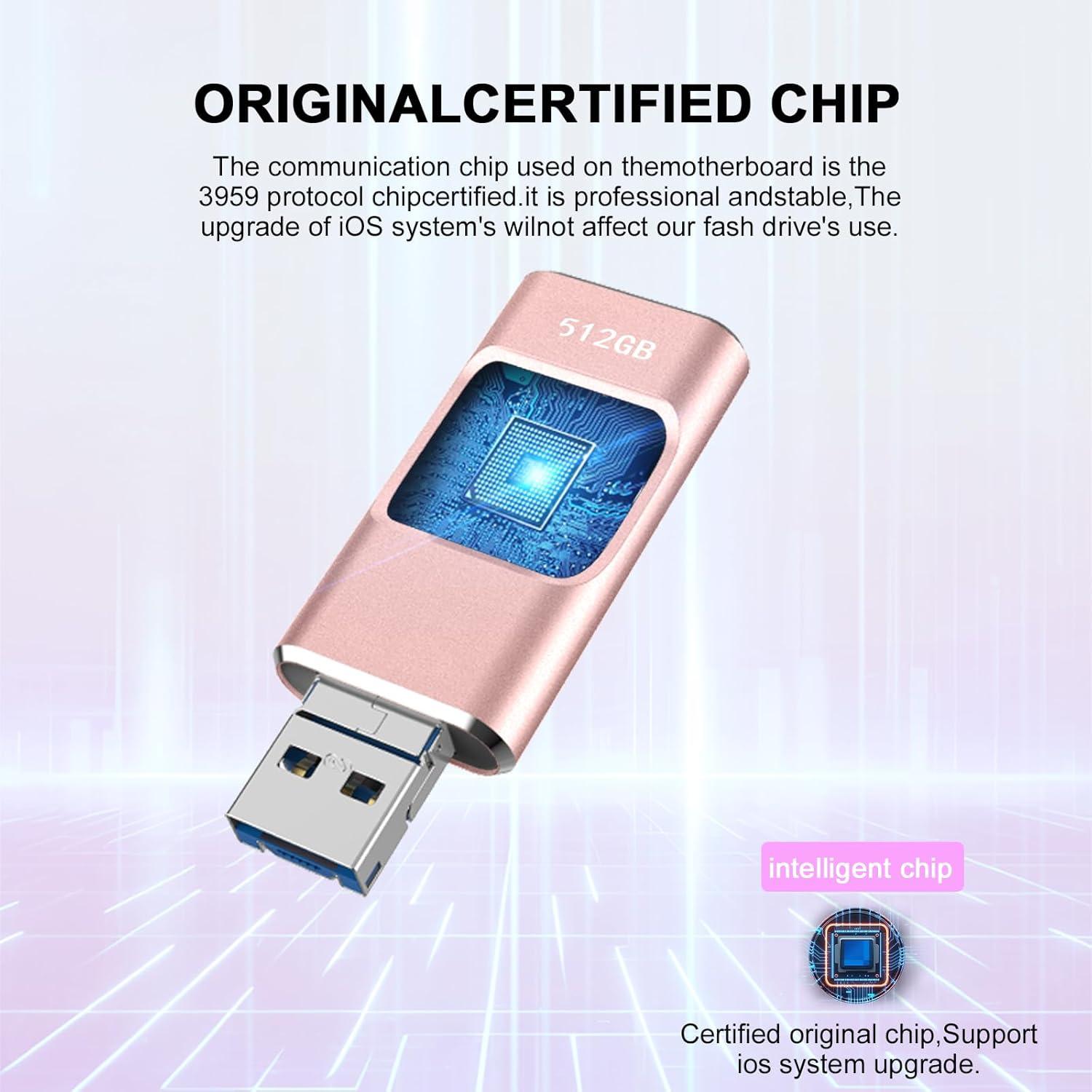 Unidad Flash 512GB Meaqust para iPhone y Android, Alta Velocidad