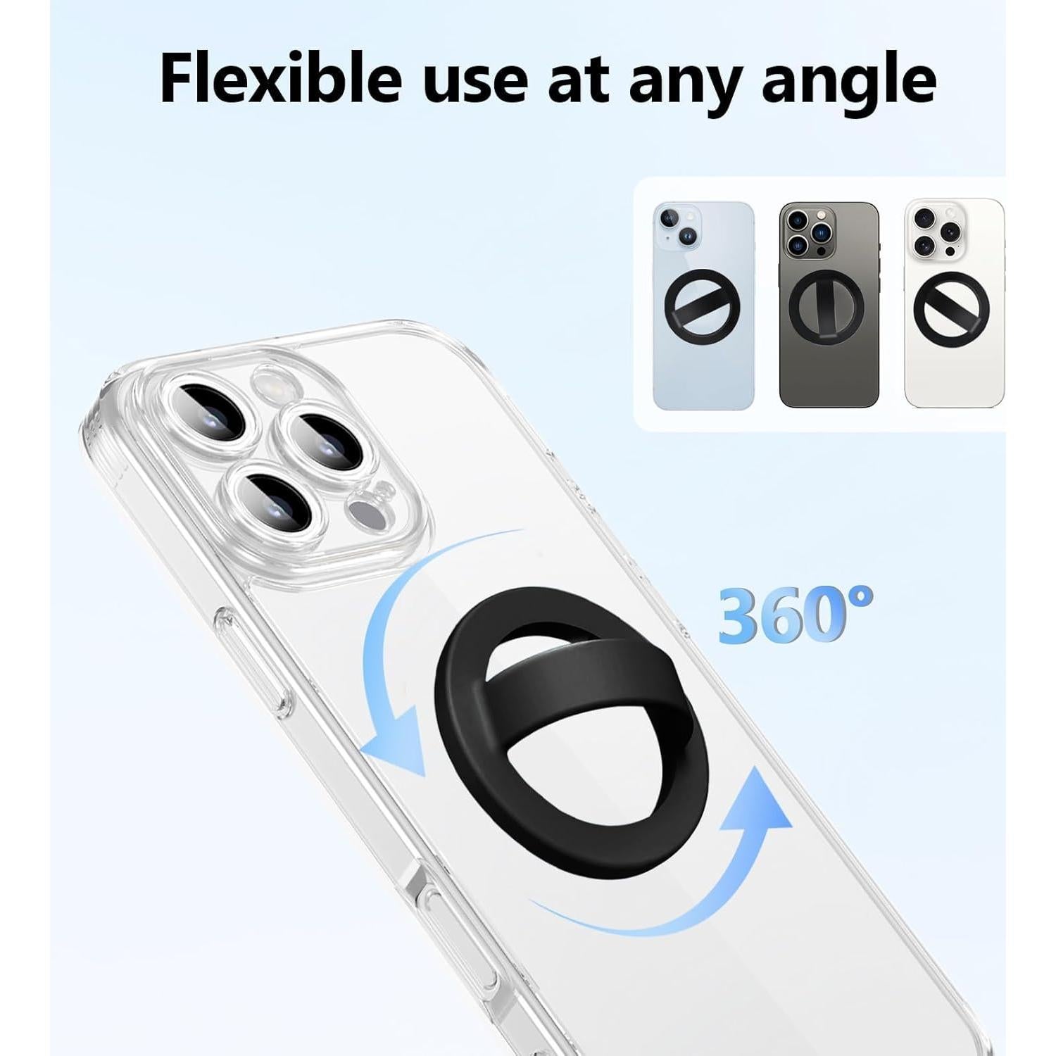 Soporte para teléfono magnético QxbBox con anillo de agarre negro