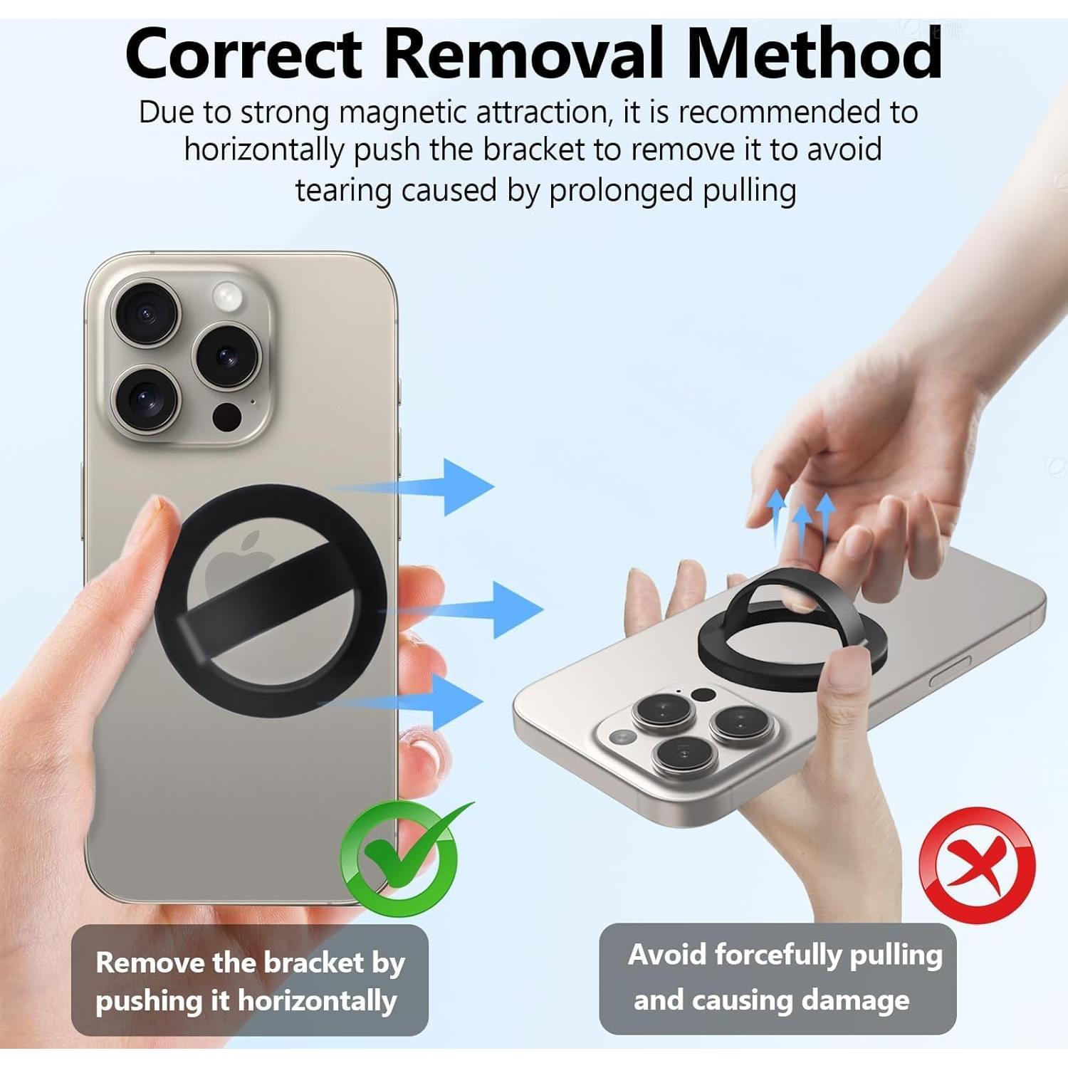 Soporte para teléfono magnético QxbBox con anillo de agarre negro