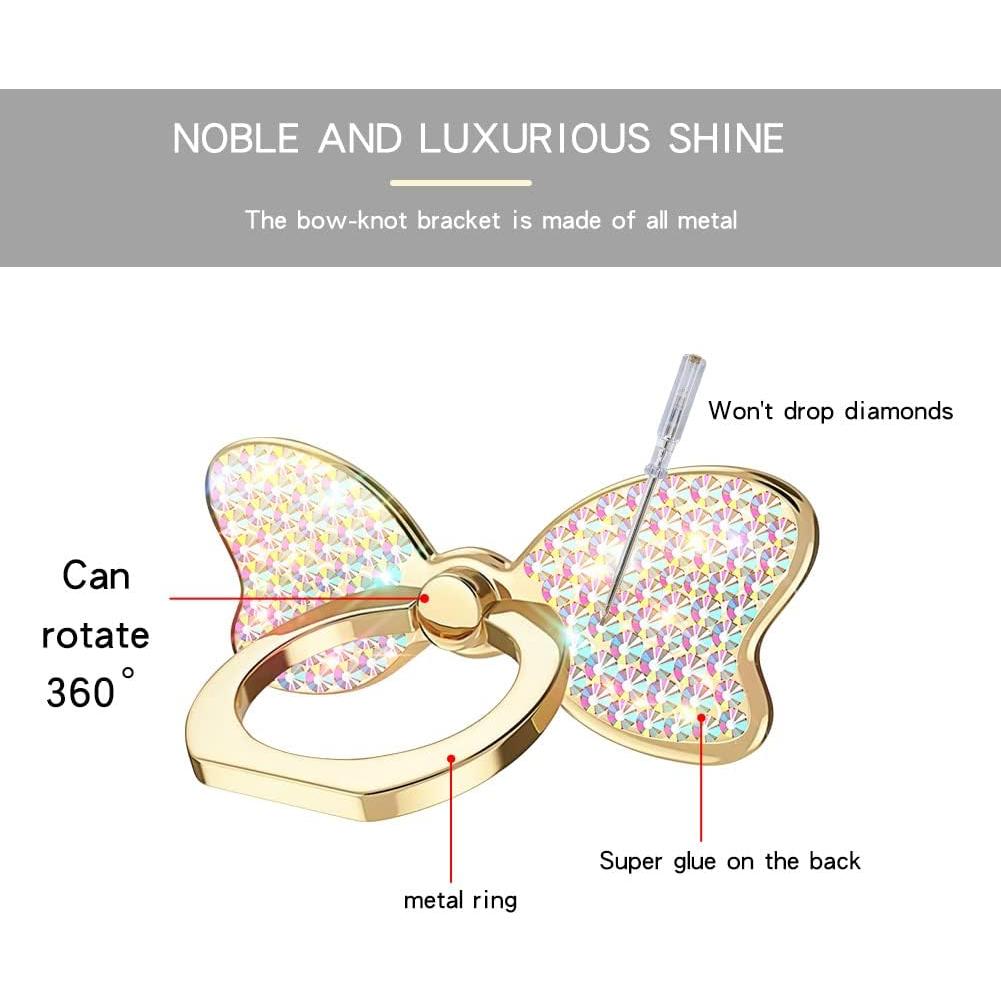 Soporte para teléfono celular Cavdycidy mariposa oro brillante